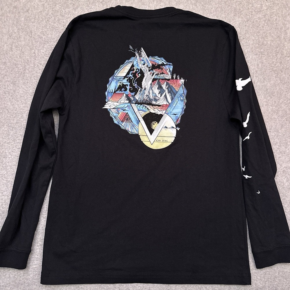 Teton Gravity Research Long Sleeve‎ Graphic T-Shirt Adult Medium Black Birds Ski